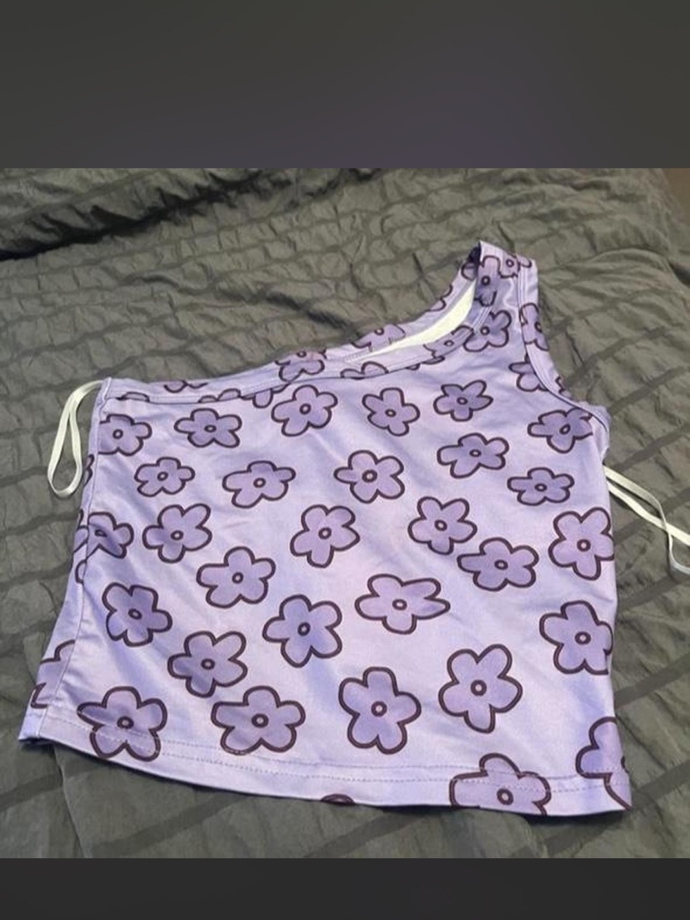 Purple one shoulder crop top